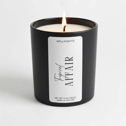 WellScentd Sex on the Beach luxury scented candle with tropical beach aromas and ocean breeze scent in black container