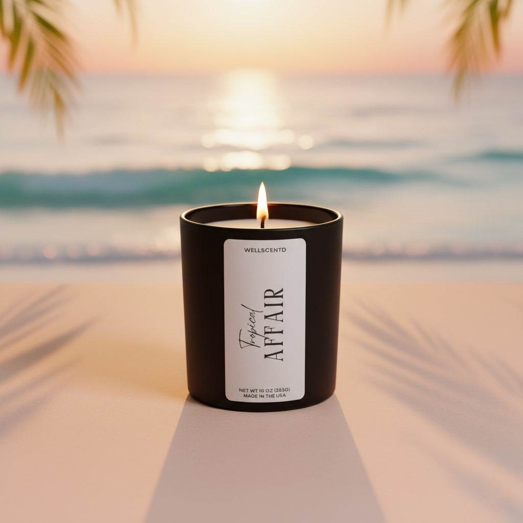 Sex on the Beach scented candle by WellScentd with tropical beach fragrance and ocean breeze ambiance
