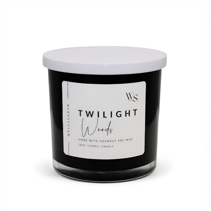 Black candle with a white lid on a white background