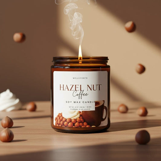 Wellscentd Hazelnut Coffee soy wax candle with nutty, creamy fragrance and warm roasted hazelnut aroma