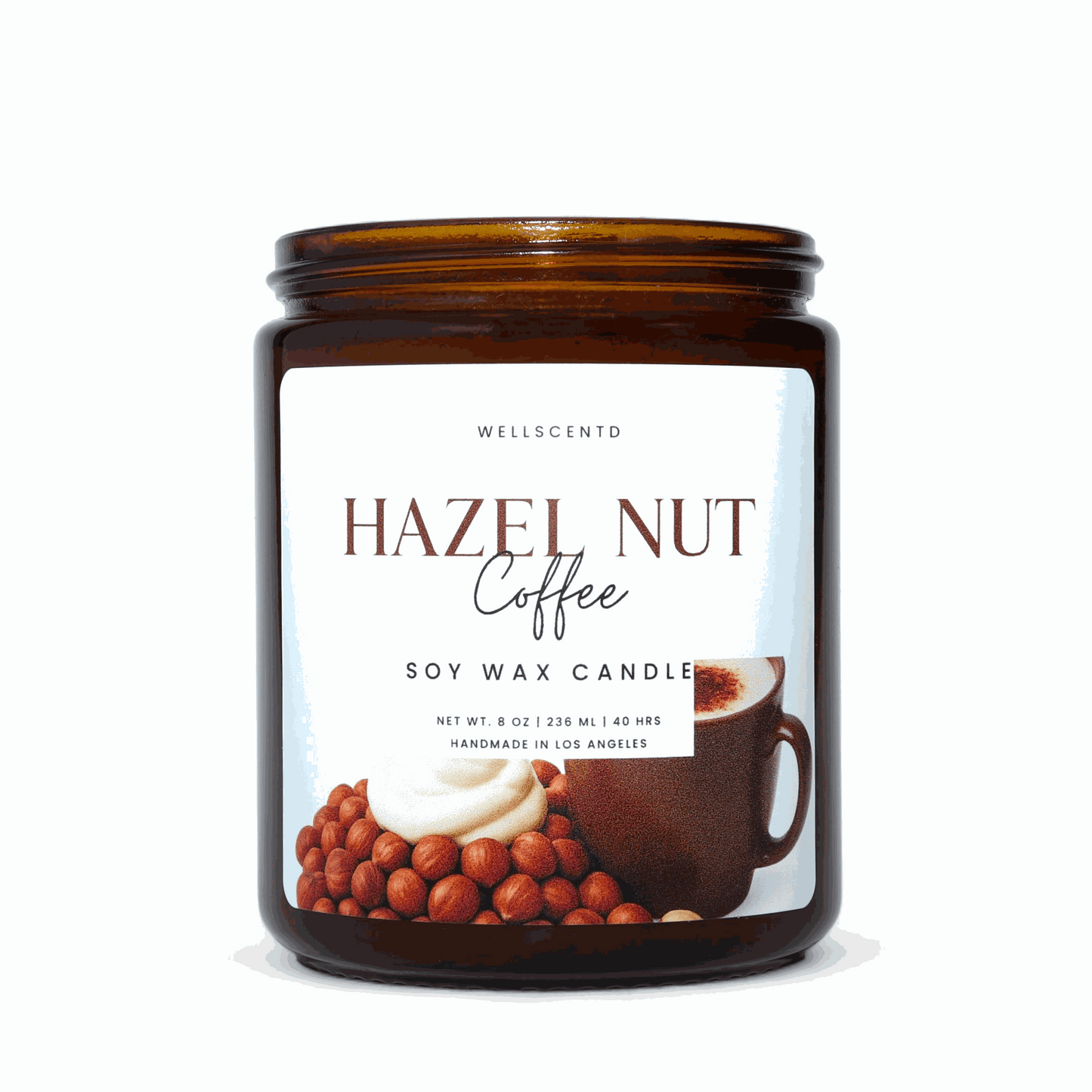 Wellscentd Hazelnut Coffee soy wax candle with roasted hazelnut and creamy coffee scent